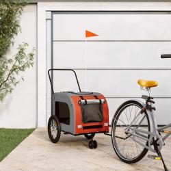 Remorque de v&eacute;lo pour animaux de compagnie, orange et grise