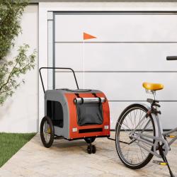 Remorque de v&eacute;lo pour animaux de compagnie orange et gris