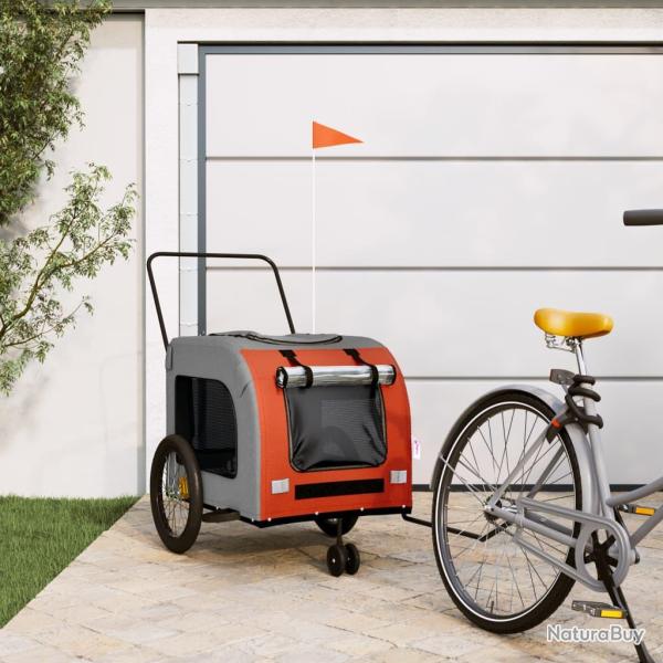 Remorque de v�lo pour animaux de compagnie orange et gris