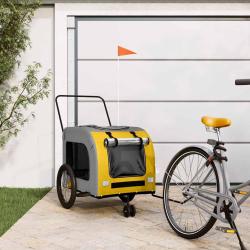 Remorque de v&eacute;lo pour animaux de compagnie, jaune et grise