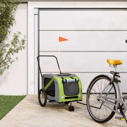 Remorque de v&eacute;lo pour animaux de compagnie, verte et grise