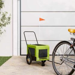 Remorque de v&eacute;lo pour animaux de compagnie vert et noir