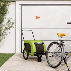 Remorque de v&eacute;lo pour animaux, en polyester Oxford et acier, verte, taille M
