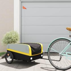 Remorque de v&eacute;lo noir et jaune 45 kg fer