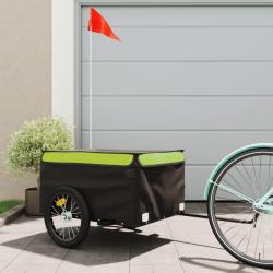Remorque de v&eacute;lo en fer, noire et verte, 45 kg