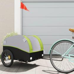 Remorque de v&eacute;lo noir et vert 45 kg fer