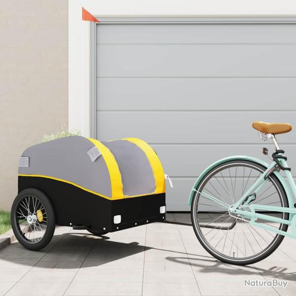 Remorque pour v�lo noir et jaune 45 kg fer