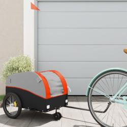 Remorque de v&eacute;lo noir et orange 30 kg fer