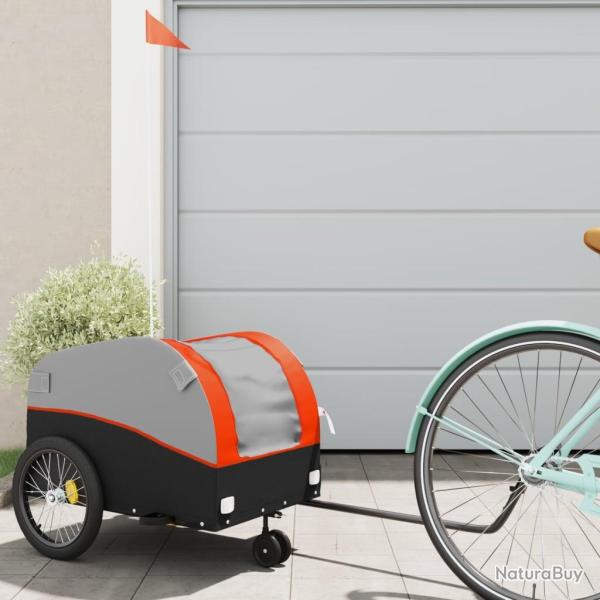 Remorque de v�lo noir et orange 30 kg fer