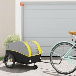 Remorque de v&eacute;lo noir et jaune 45 kg fer