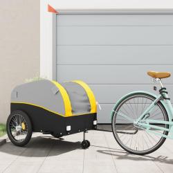 Remorque de v&eacute;lo noir et jaune 45 kg fer