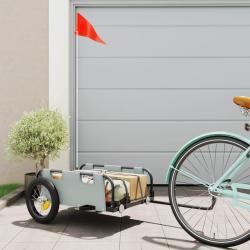 Remorque de v&eacute;lo gris tissu oxford et fer