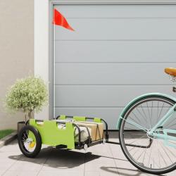 Remorque de v&eacute;lo vert tissu oxford et fer