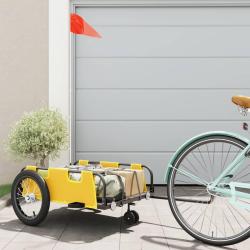 Remorque de v&eacute;lo en tissu Oxford et fer, jaune