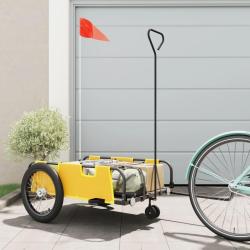 Remorque de v&eacute;lo jaune et noir tissu oxford et fer