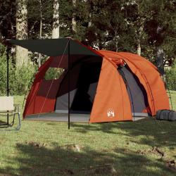 Tente de camping tunnel 4 personnes gris et orange imperm&eacute;able