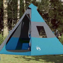 Tente de camping tipi 7 personnes bleu imperm&eacute;able