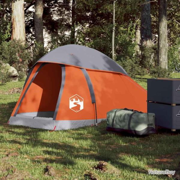 Tente de camping � d�me 1 personne gris et orange imperm�able