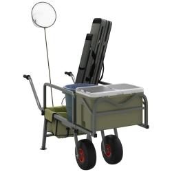 Chariot de p&ecirc;che vert avec 2 roues acier enduit de poudre