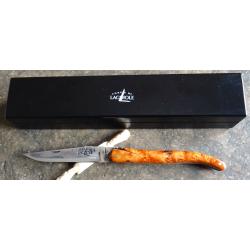 COUTEAU "FORGE DE LAGUIOLE" BRUT DE FORGE + COFFRET DE LUXE EN BOIS LAQUE NEUF