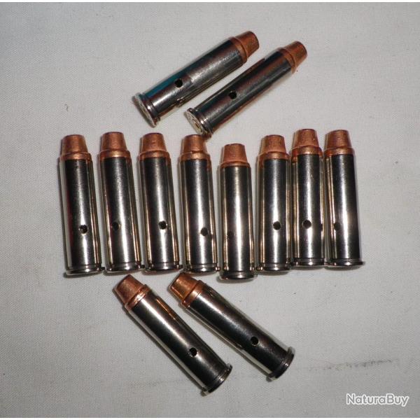 12 cartouches - 357 MAG -  neutralis�es -  douilles nickel�es et ogives SWC cuivr�es