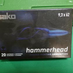 Boite de 20 cartouches de 9.3x62 mm  SAKO HAMMERHEAD 18.5g/286gr