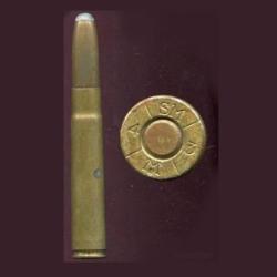 9.3 x 57 Mauser - longue balle cuivre pointe plomb - int&eacute;ressant marquage : SM / 4 / 3 / M&deg; /