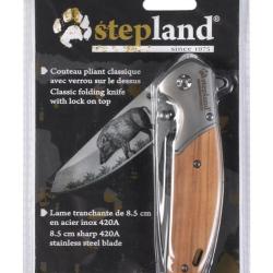 Couteau pliant lame 11 cm impression sanglier Stepland