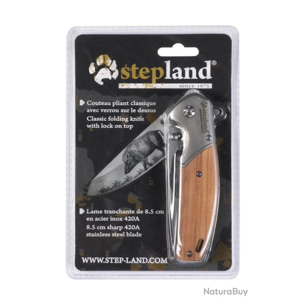 Couteau pliant lame 11 cm impression sanglier Stepland