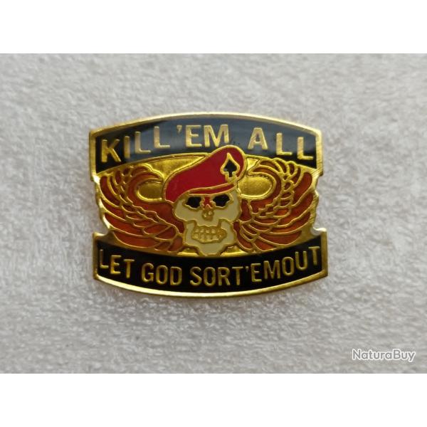 PINS US FORCE SPECIAL BERET VERT KILL EM ALL LET GOD SORT EMOUT VIETNAM IRAK AFGHANSTAN