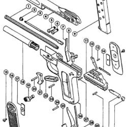 Lot de pi&egrave;ces d&eacute;tach&eacute;es en bon &eacute;tat de pistolet Browning 1900
