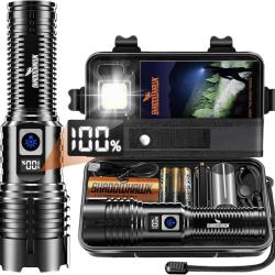 Lampe Torche LED 1000000 Lumen Batterie 5000Ah 5 Modes Flashligh Charge USB Zoom 3000m &Eacute;tanche IP67