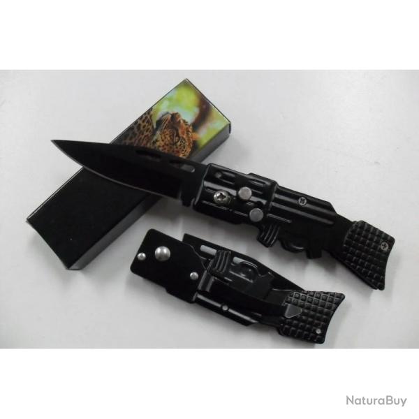 Petit Couteau Pliant Massif Ak47 Lame Acier 7 Cm Manche Acier 9 Cm Chasse P�che Bivouac