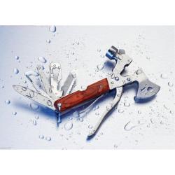 Marteau Multifonction Hache Couteau Pince Scie Camping Chasse P&ecirc;che Bivouac