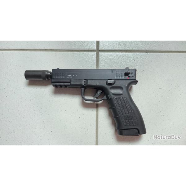 ISSC M22 Pistolet � blanc 9 mm PAK - avec embout gomme cogne SAPL