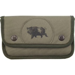 Pochette &agrave; balle genet toile verte 10 tubes &eacute;cusson sanglier - JANUEL