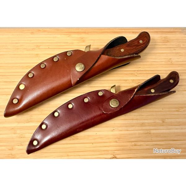 Paire Buck USA Kalinga & Akonua - Couteaux de chasse mythiques - Tr�s bel �tat - Avec �tuis d'origin