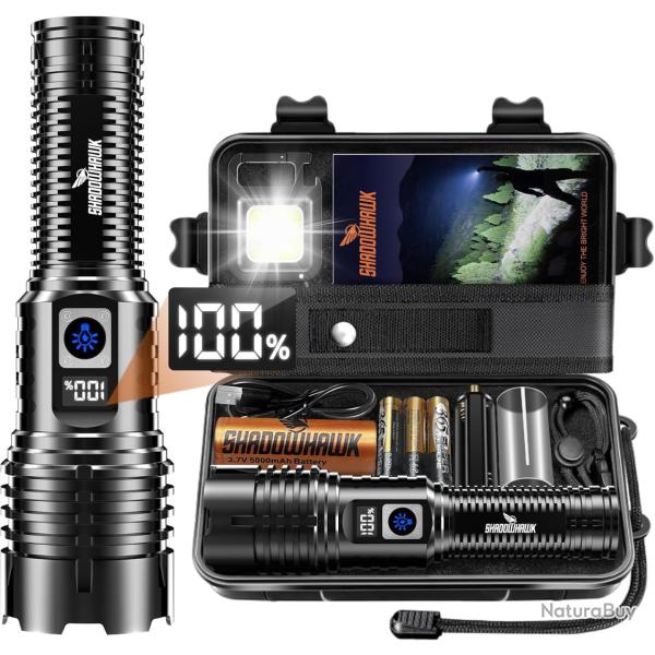 Lampe Torche LED 1000000 Lumen Batterie 5000Ah 5 Modes Flashligh �tanche IP67 Charge USB Zoom 3000m