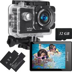 Camera Sport Grand Angle 1080P FHD Etanche 30M Carte 32GB 2 Batteries 900Mah Kit d'accessoires