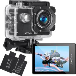 Camera Sport 1080P Grand Angle FHD Etanche 30M 2 Batteries Rechargeables 900Mah Kit d'accessoires