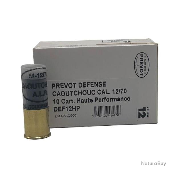 CARTOUCHE DE CHASSE PREVOT DEFENSE CAOUTCHOUC HP CALIBRE 12/70 x10