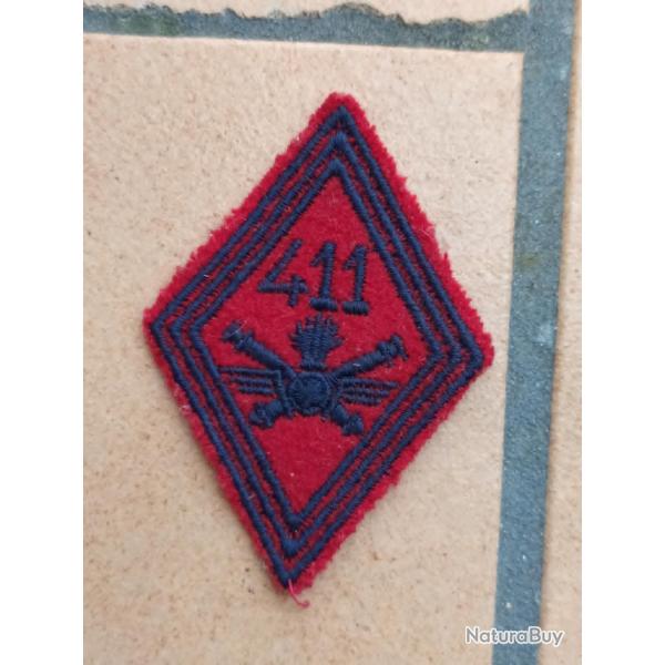 INSIGNE DE BRAS LOSANGE 411 REGIMENT ARTILLERIE