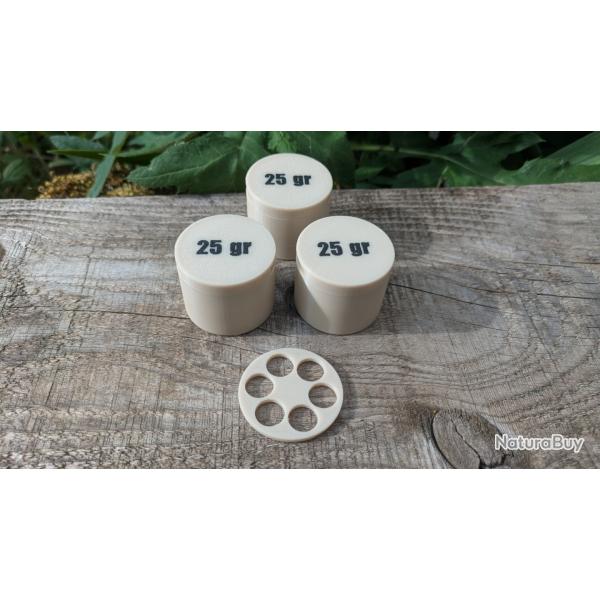 Speed Loader poudre noire 25 grains - Remington 1858 cal .44 - chargement barillet  LOT de 3