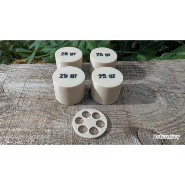 Speed Loader poudre noire 25 grains - Remington 1858 cal .44 - chargement barillet  LOT de 4