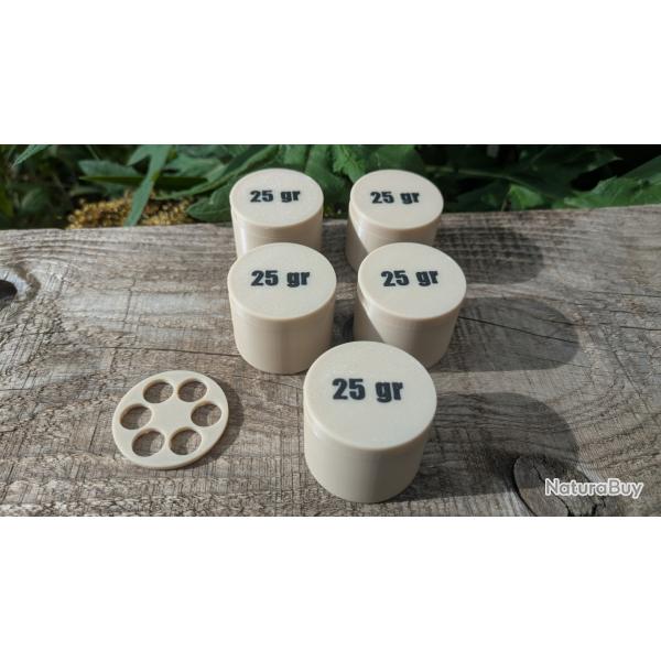 Speed Loader poudre noire 25 grains - Remington 1858 cal .44 - chargement barillet  LOT de 5