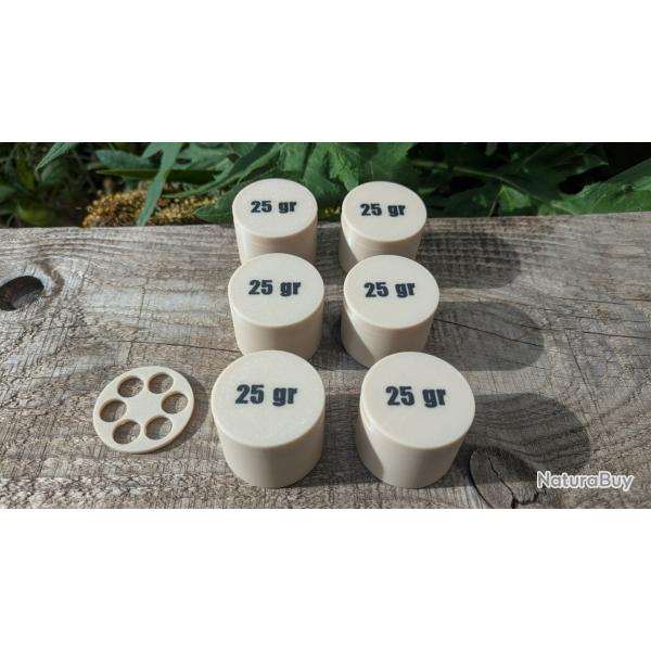 Speed Loader poudre noire 25 grains - Remington 1858 cal .44 - chargement barillet  LOT de 6