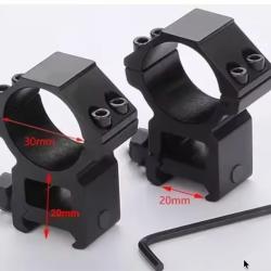 Collier montage de Lunette de Tir sur Rail de 20mm et de diametre 30mm (la paire)