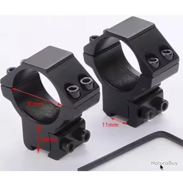 Montage Colleir pour Lunette de Tir, Rail 11mm diam�tre 30mm