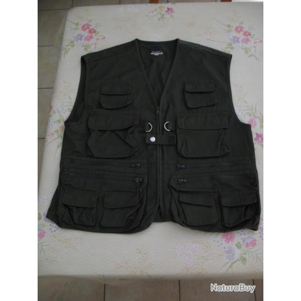 Gilet reporter vert fonc�, photographe, p�che, chasse,randonn�e