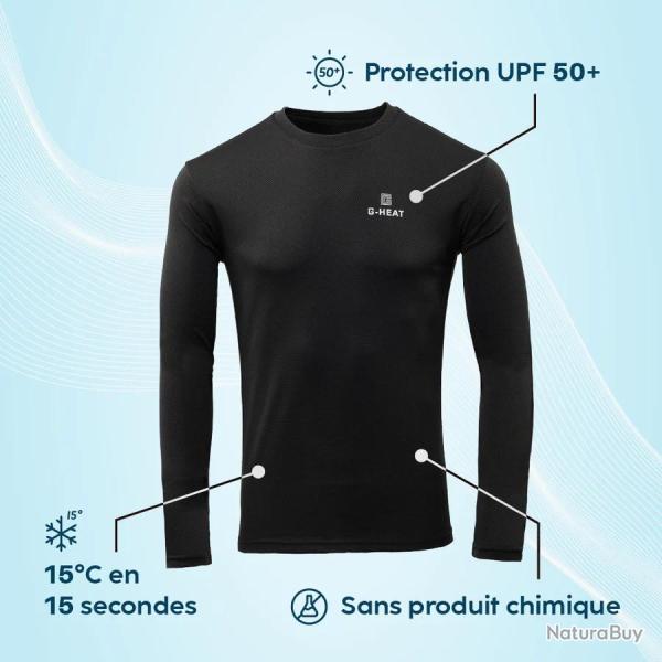 T-shirt rafraichissant manches longues anti-UV homme XL Noir